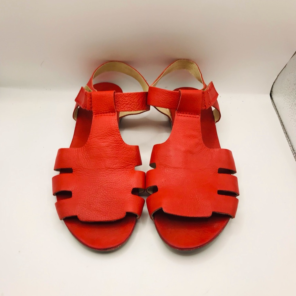 Fly London Red Leather Open-Toe Sandals